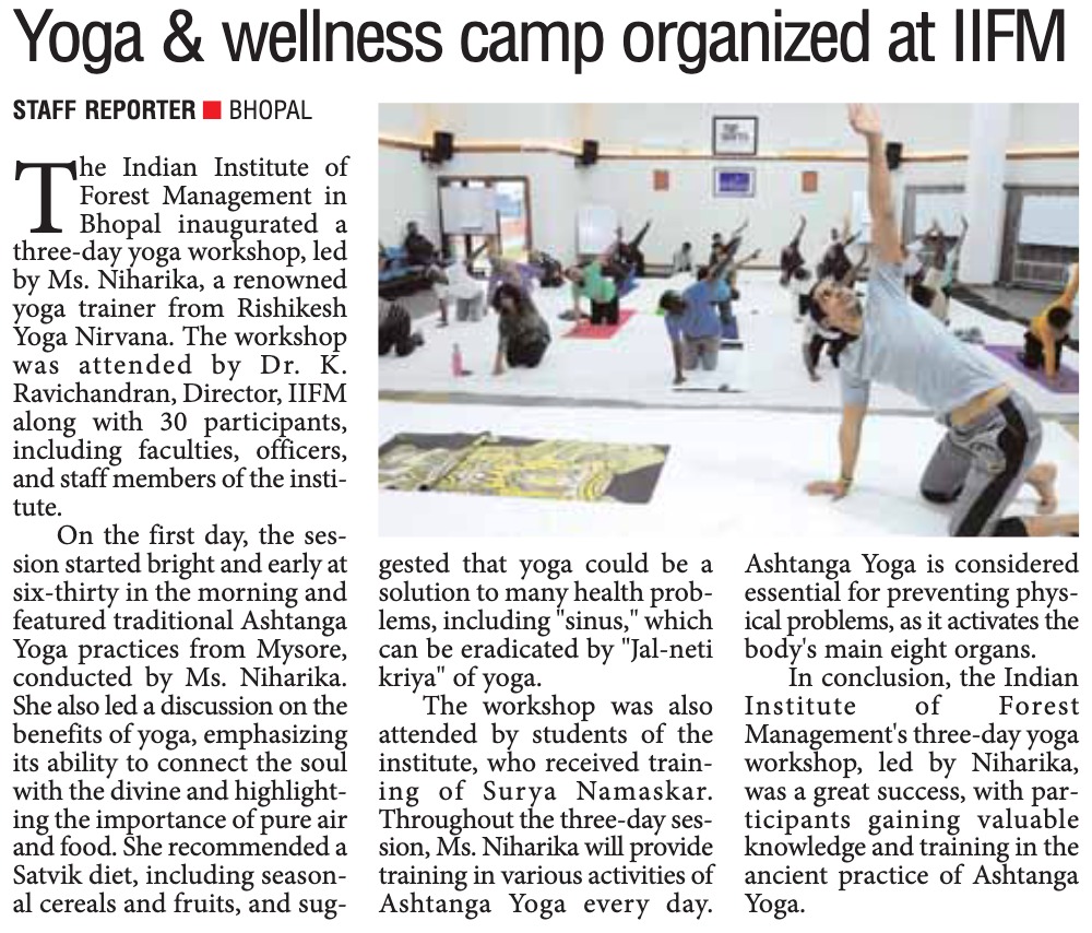First Wellness and Yoga Workshop at IIFM, Bhopal